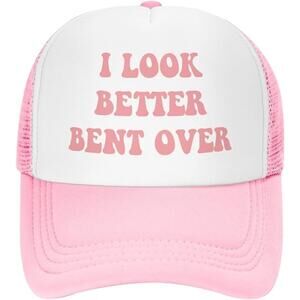 Funny Trucker Hat  for Women Baseball Cap Breathable Mesh Pink-NEW-W